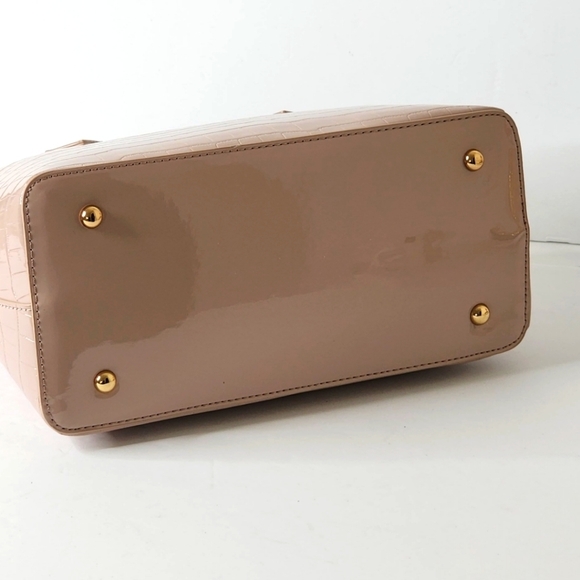 David Jones Paris Pink Patent Leather Embossed Croc Shoulder Handbag - Picture 5 of 8